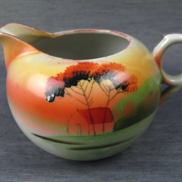 Vintage 70s Japanese Creamer | Hand-Painted Scenic Shofu China | Japan Porcelain - Picture 4 of 10